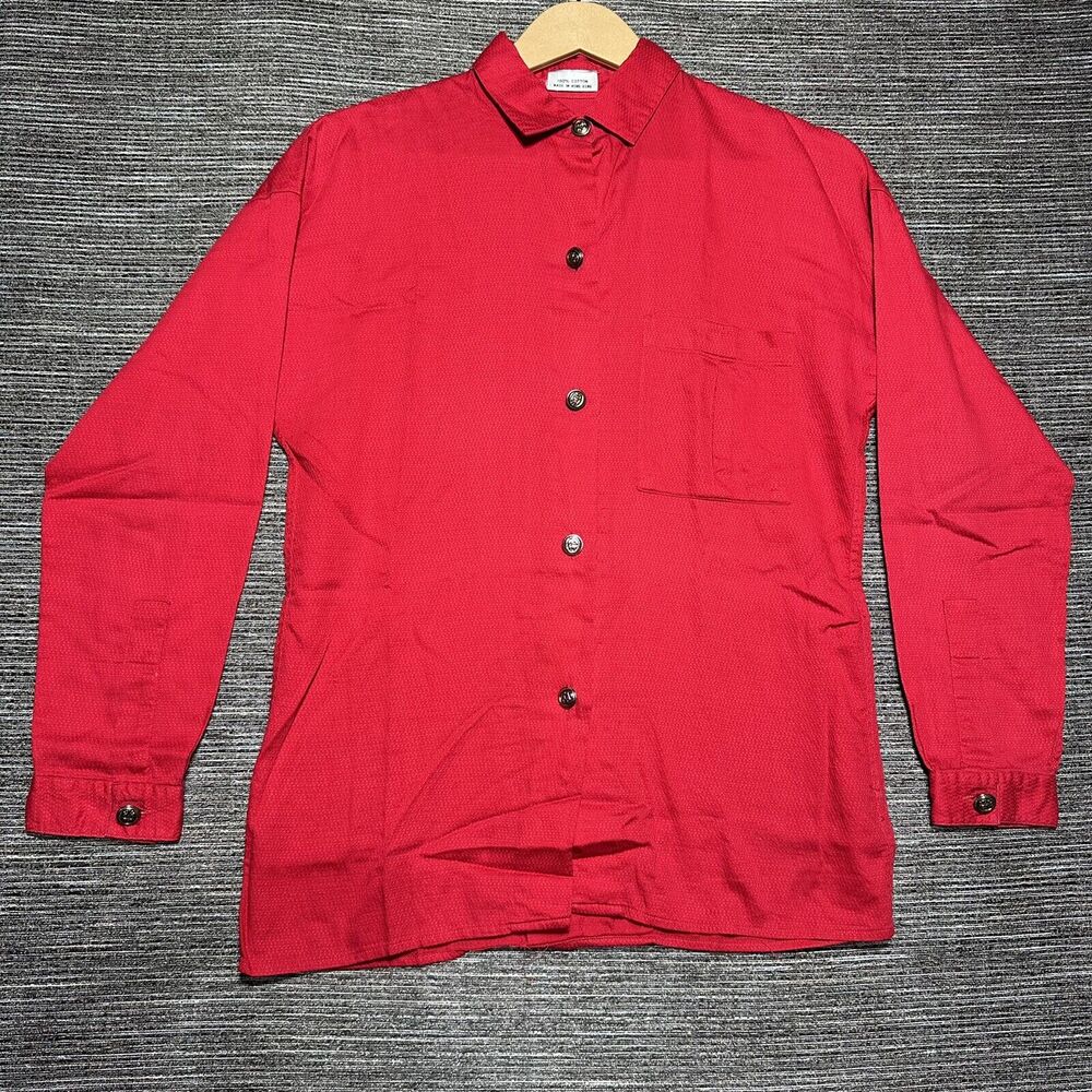 Nordstrom Vintage Button Up Shirt Womens 4 Red Long Sleeve Tailored